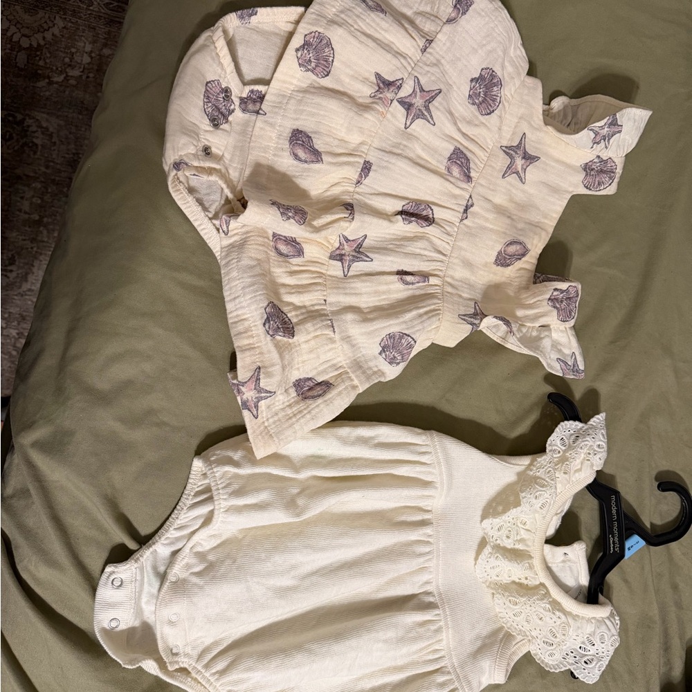 Gerber Cream and White Diaper Cover Set with Shell Print and winter jackets